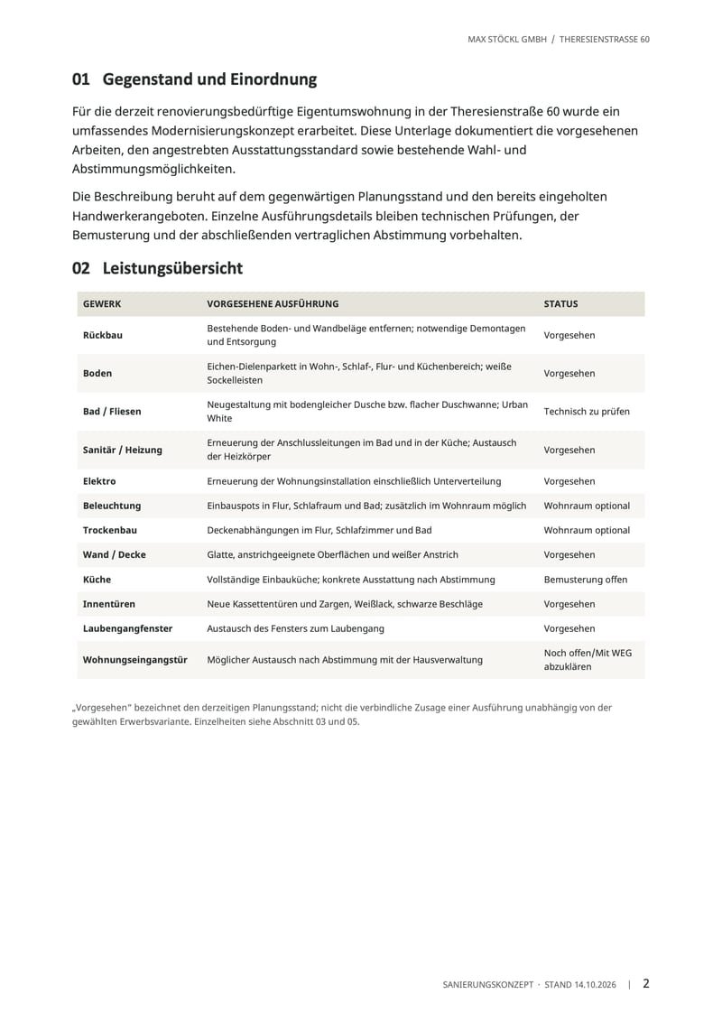 Leistungsbeschreibung, Seite 2 von 9: Gegenstand und Leistungsübersicht