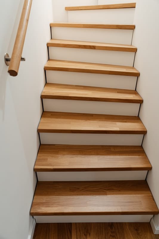 Treppe mit Eichenstufen ins Untergeschoss